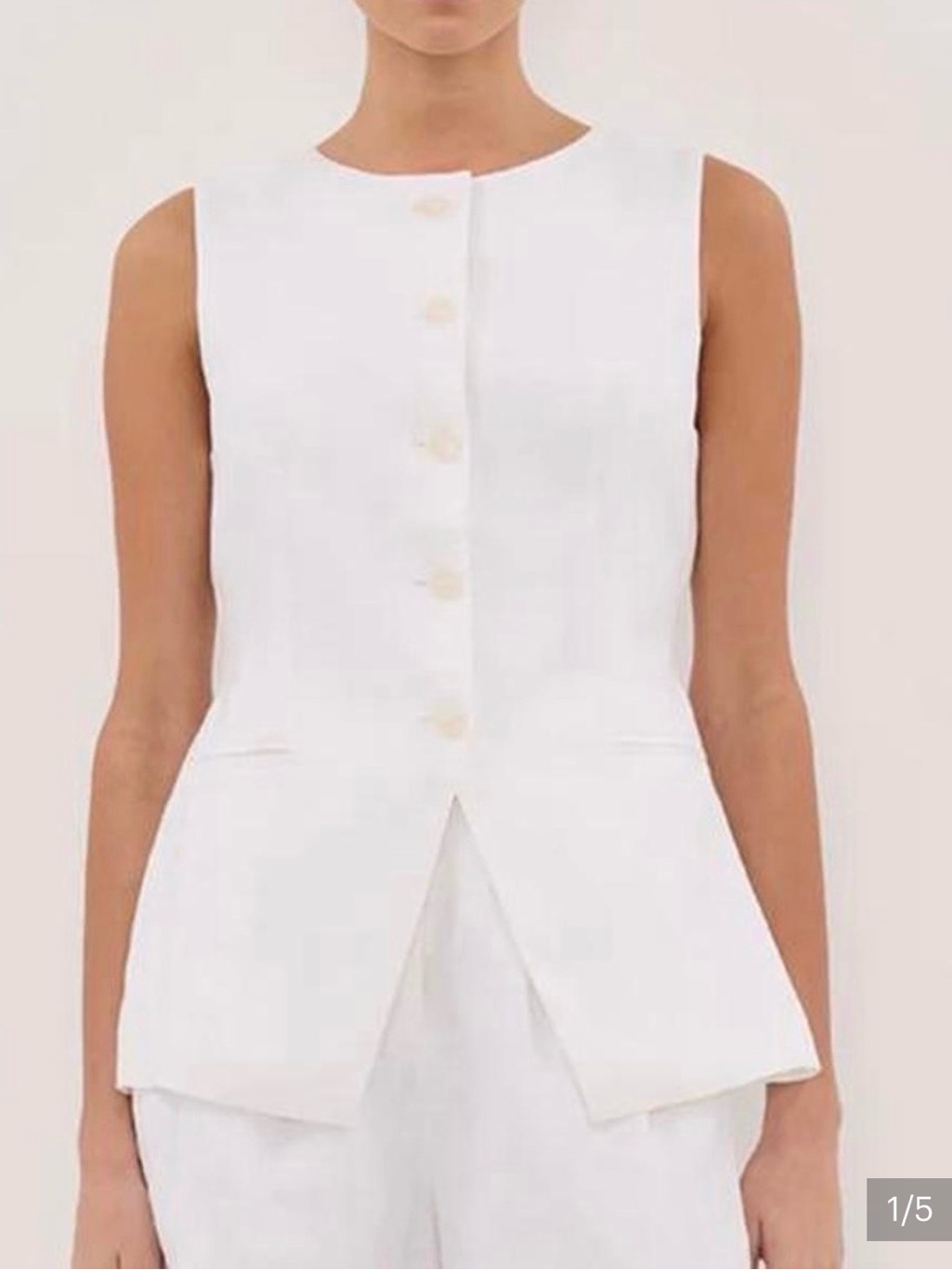 Dissh Linen Vest Button-Down Tie Back Sleeveless